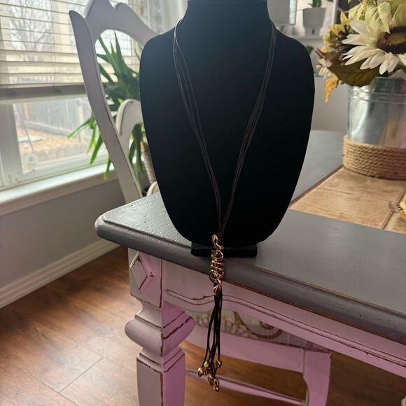 Uno de 50 Gold Wrapped Snake Multi Strand Leather Necklace - Picture 3 of 7